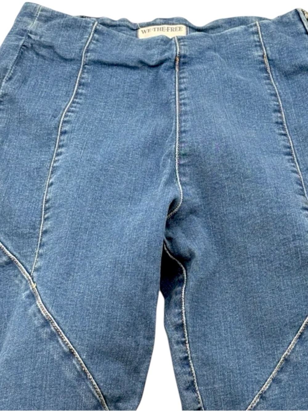 Free People Bella‎ Moto Skinny Jeans Zip Ankle Blue Womens 27 Stretch Denim Chic